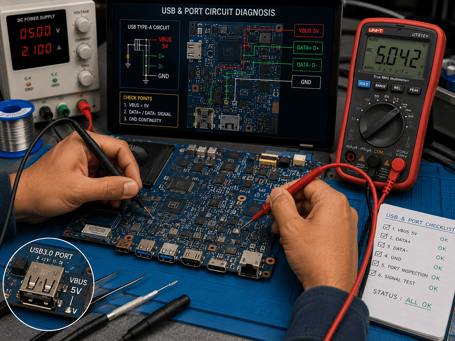 USB & Port Circuit Repair motherboard repair in Jaipur