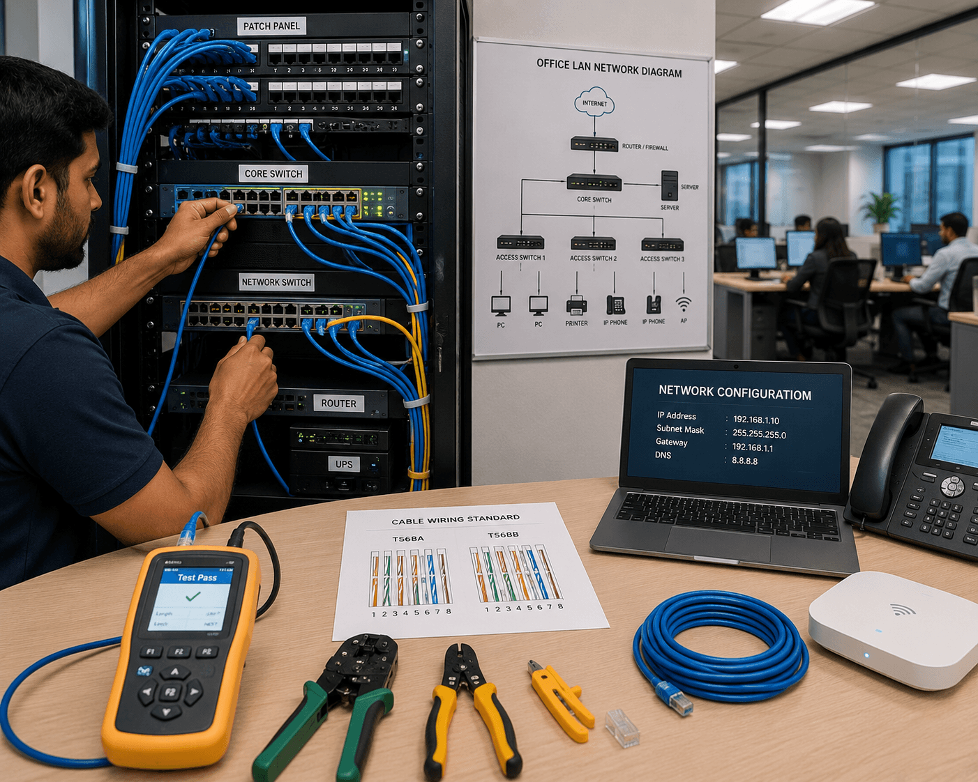 Office LAN cabling and networking services in Jaipur
