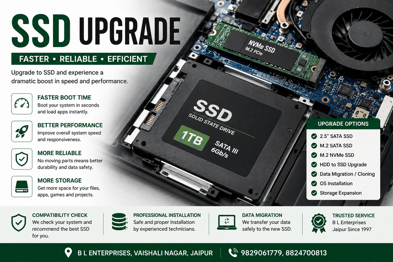 SSD upgrade and installation service in Jaipur by B L Enterprises